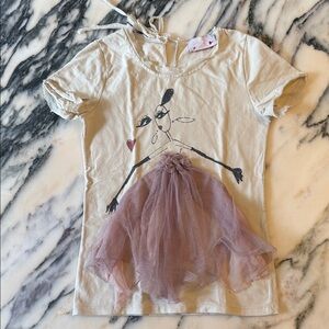 Lanvin Cream T-Shirt with Heart Accents